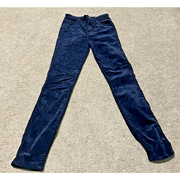 J Brand Women 23 Pants Leenah Super Skinny Velvet Stretch Dark Iris Blue - Picture 1 of 10